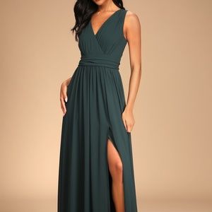 Emerald Green Surplice Maxi Dress